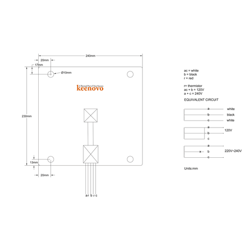 Keenovo Silicone Heater 230mm x 240mm Dual Voltages 120V/240V 450W for Centauri Carbon 3D Printer Build Plate HeatBed Upgrade
